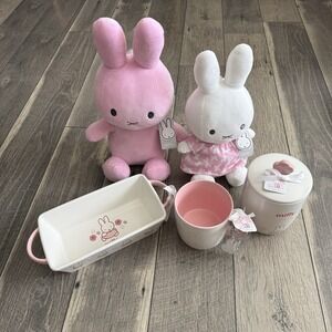 MIFFY Spring Pink Sakura Cherry Blossom Ceramic Kitchenware Plushies Gift Set